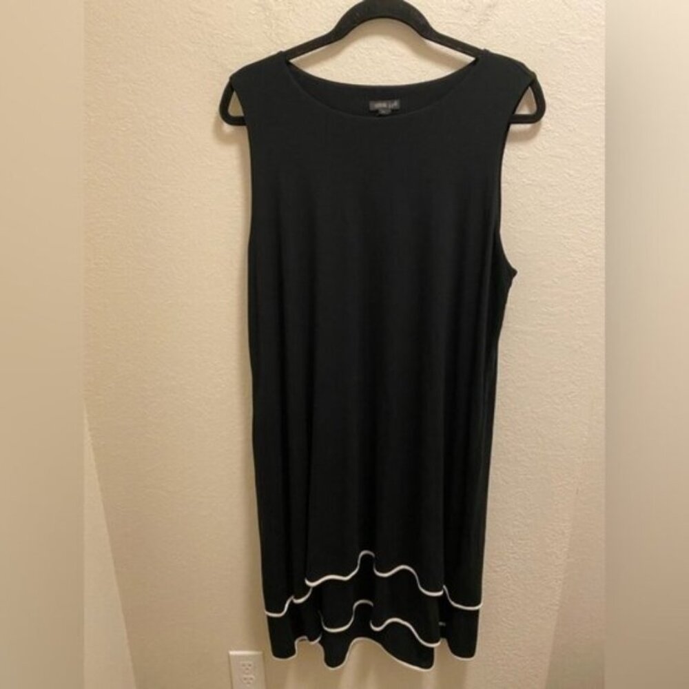 J. Jill Wearever Collection Black Stretchy Sleeveless MIDI Dress With Layer Hem